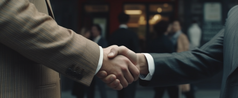 two men shaking hands in for a civil litigation matter